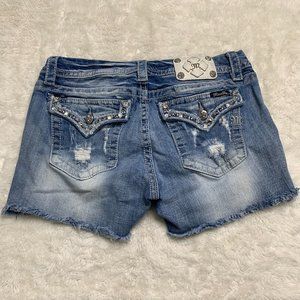 Miss Me Women's Blue Mid Rise Easy Denim Jeans Shorts Size 30 x 3"